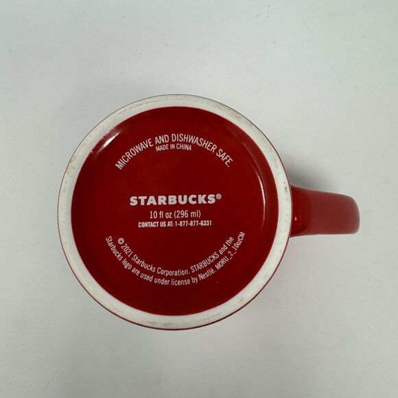 Starbucks Mug Red Gold Pink Green Swirl Marble 2021 Mermaid Logo 10oz Coffee - Picture 5 of 5